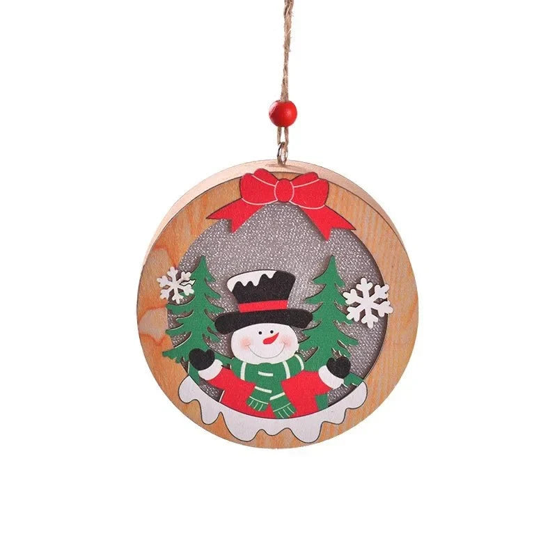 LED Christmas Ornament with Warm Wooden Design and Hanging String for Holiday Decor - Image 12