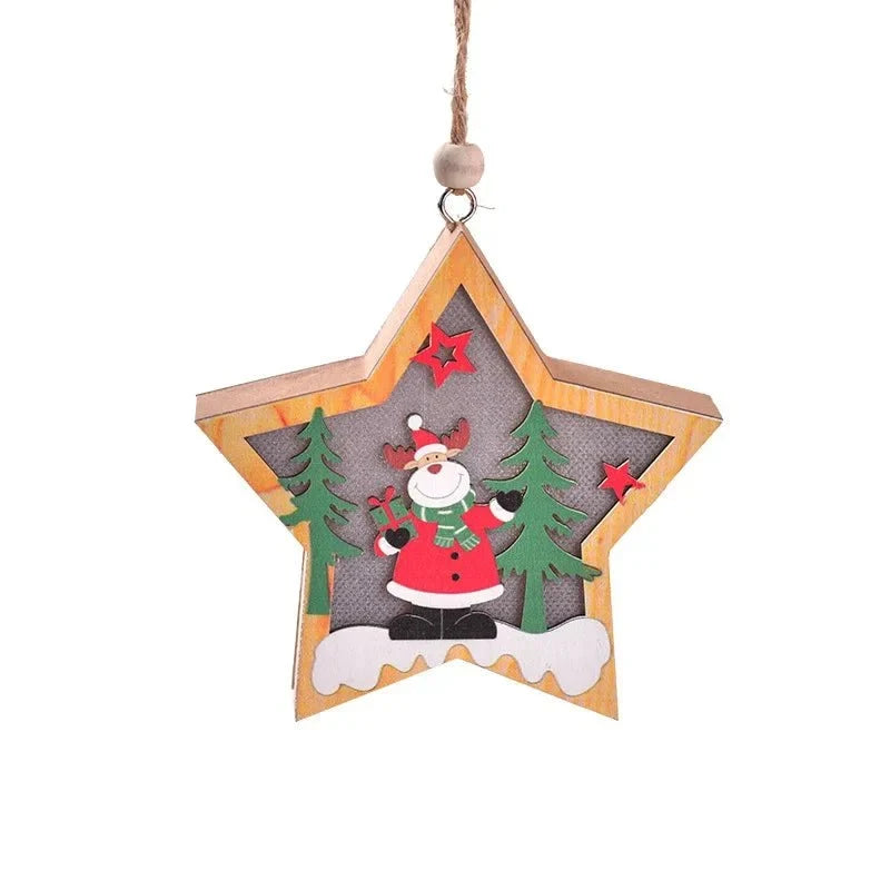 LED Christmas Ornament with Warm Wooden Design and Hanging String for Holiday Decor - Image 6