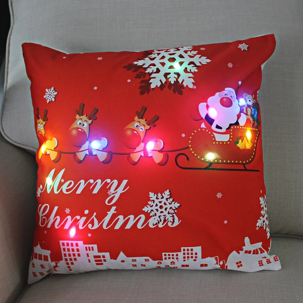 LED Christmas Pillow Cover with Luminous Holiday Patterns and Soft Fabric for Festive Home Décor - Image 8