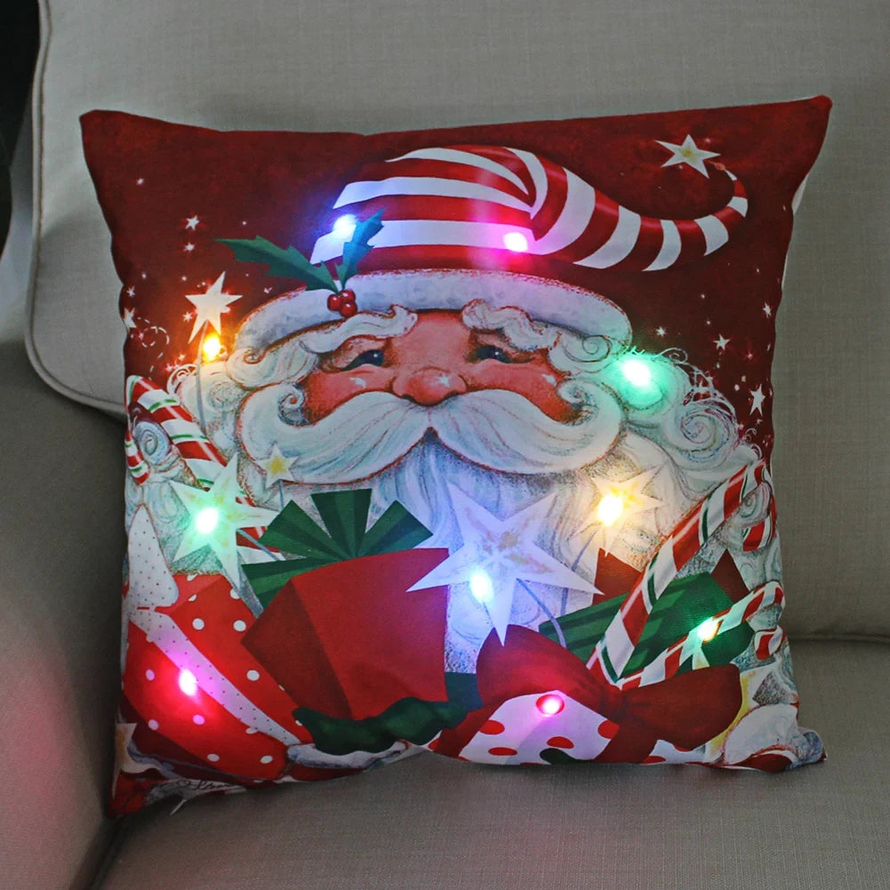 LED Christmas Pillow Cover with Luminous Holiday Patterns and Soft Fabric for Festive Home Décor - Image 9