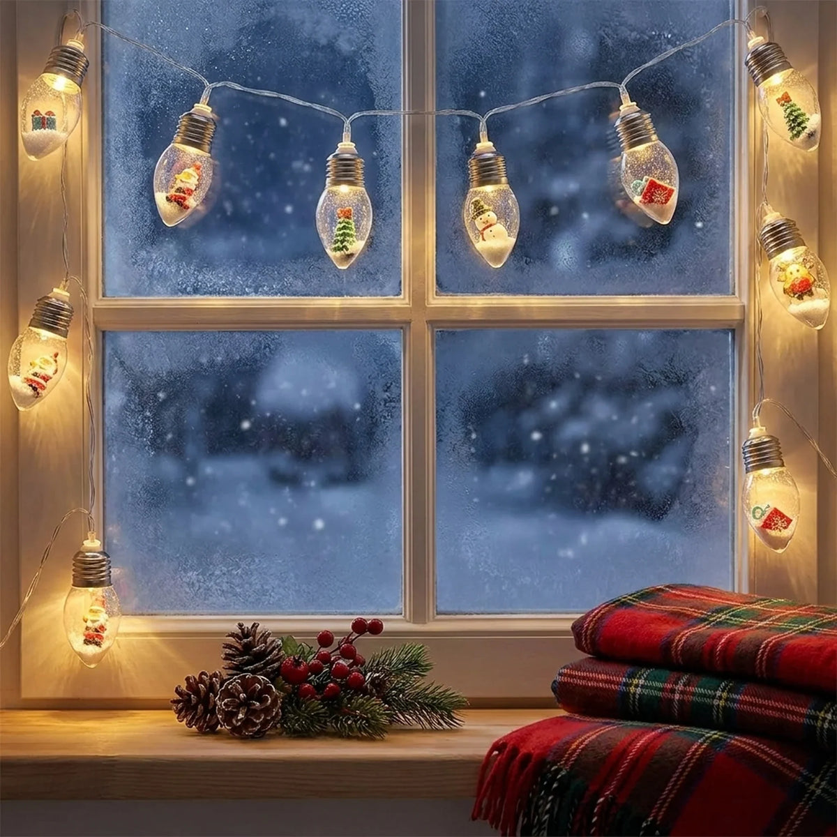 LED Christmas String Lights with Warm White Miniature Figurine Bulbs for Indoor Hanging Décor - Image 3