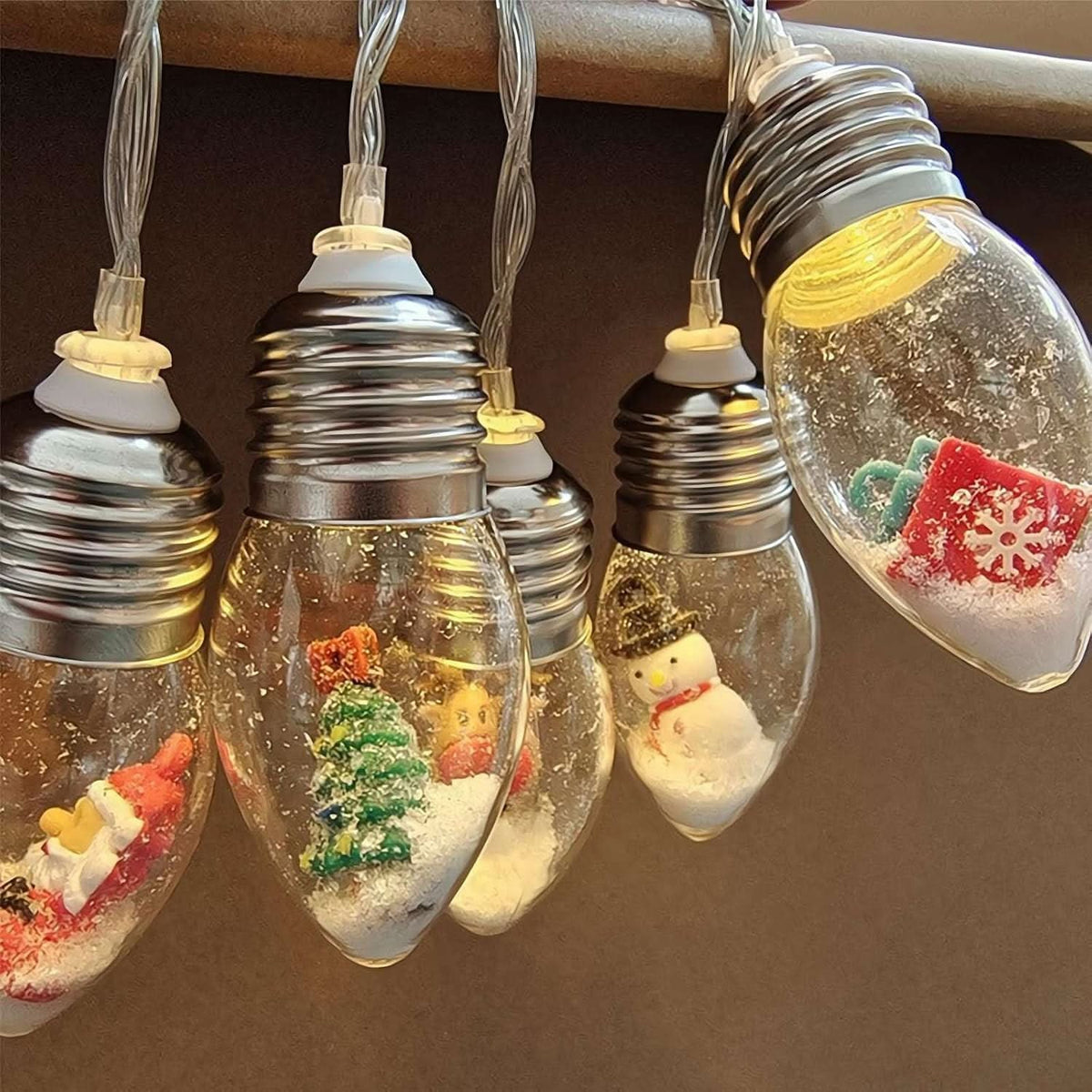 LED Christmas String Lights with Warm White Miniature Figurine Bulbs for Indoor Hanging Décor - Image 4