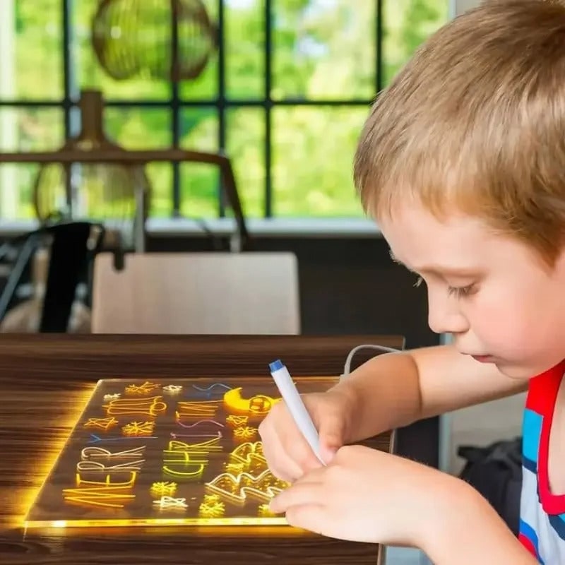 LED Dry Erase Board with Drawing Light and Message Stand Illuminated Whiteboard with Markers - Image 1