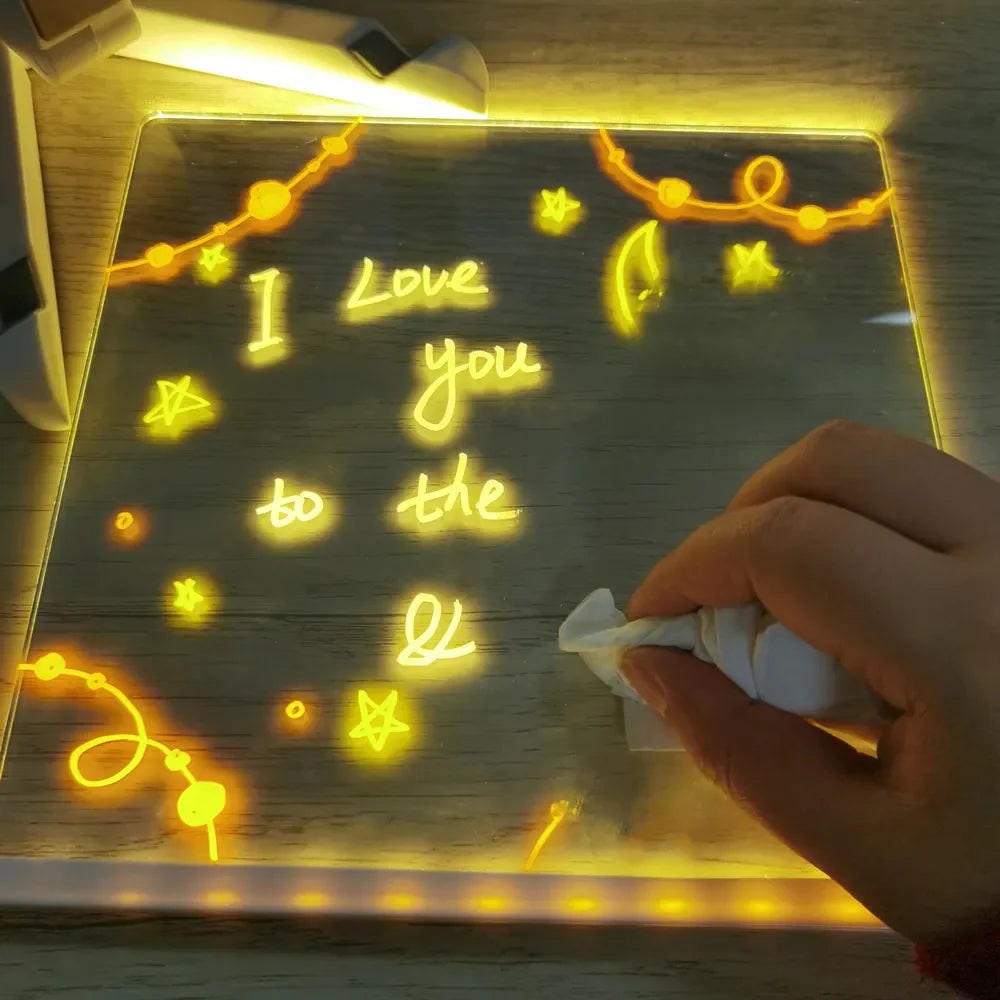 LED Dry Erase Board with Drawing Light and Message Stand Illuminated Whiteboard with Markers - Image 2