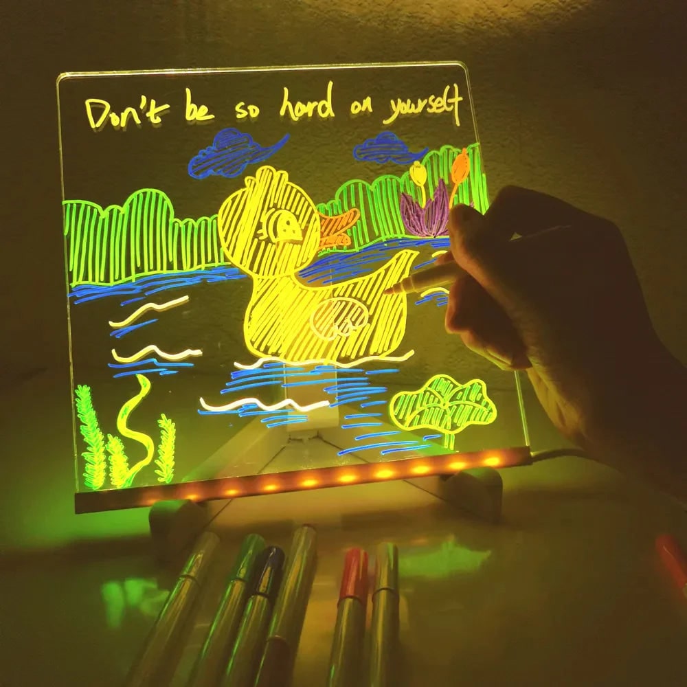 LED Dry Erase Board with Drawing Light and Message Stand Illuminated Whiteboard with Markers - Image 4
