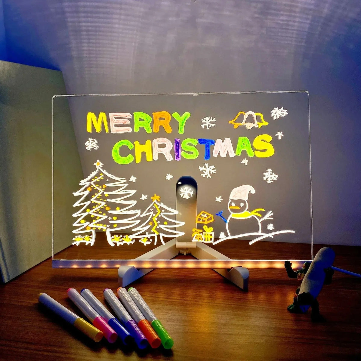 LED Dry Erase Board with Drawing Light and Message Stand Illuminated Whiteboard with Markers - Image 9