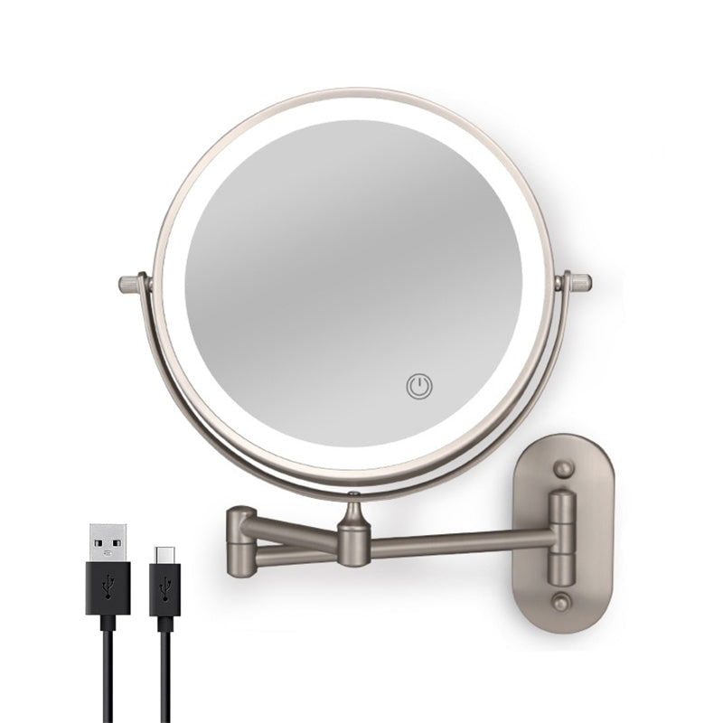 LED Lighted Makeup Mirror with Magnification Extendable Arm and Touch Dimming - Image 11