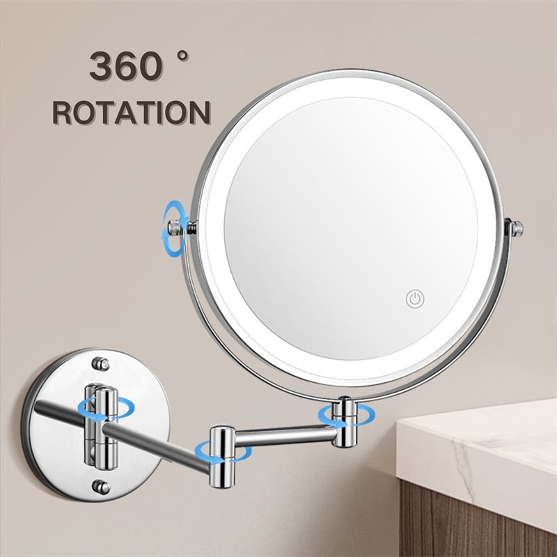 LED Lighted Makeup Mirror with Magnification Extendable Arm and Touch Dimming - Image 12