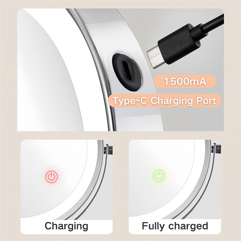 LED Lighted Makeup Mirror with Magnification Extendable Arm and Touch Dimming - Image 14