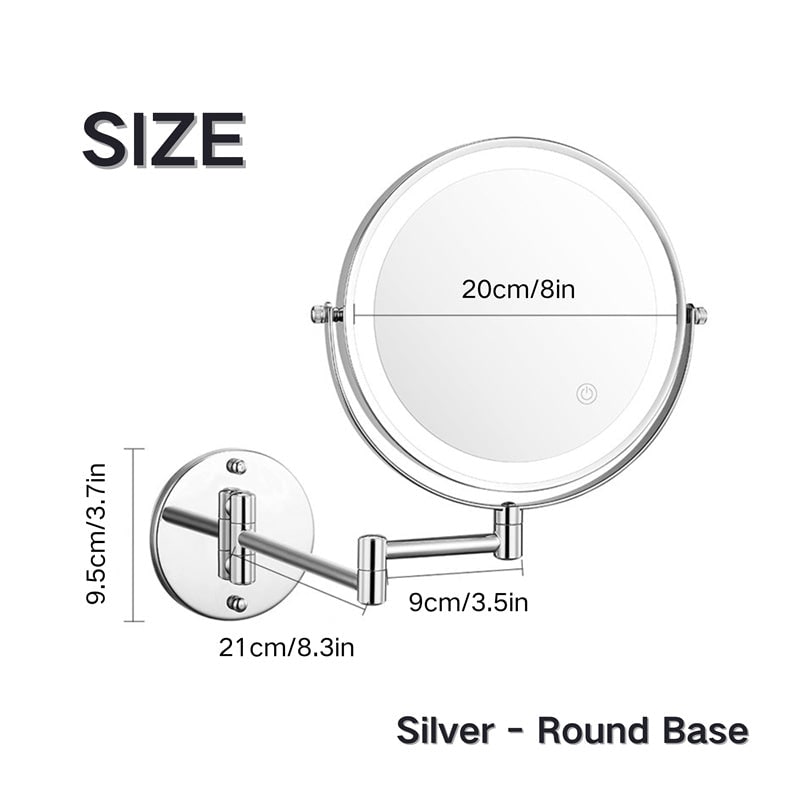 LED Lighted Makeup Mirror with Magnification Extendable Arm and Touch Dimming - Image 4