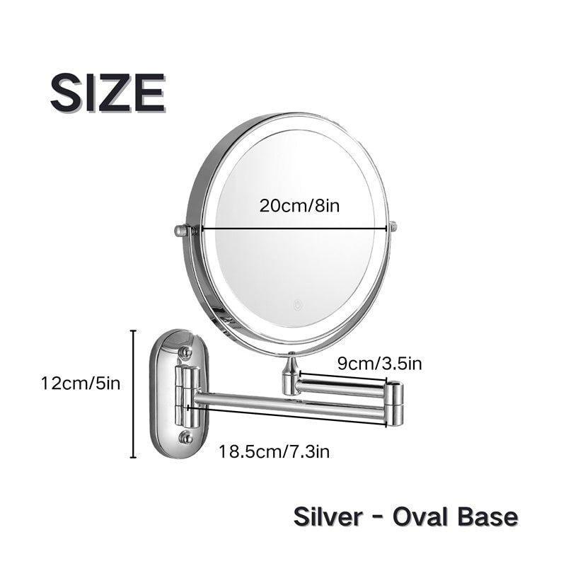 LED Lighted Makeup Mirror with Magnification Extendable Arm and Touch Dimming - Image 5