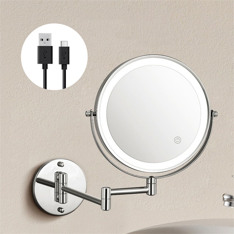 LED Lighted Makeup Mirror with Magnification Extendable Arm and Touch Dimming - Image 8