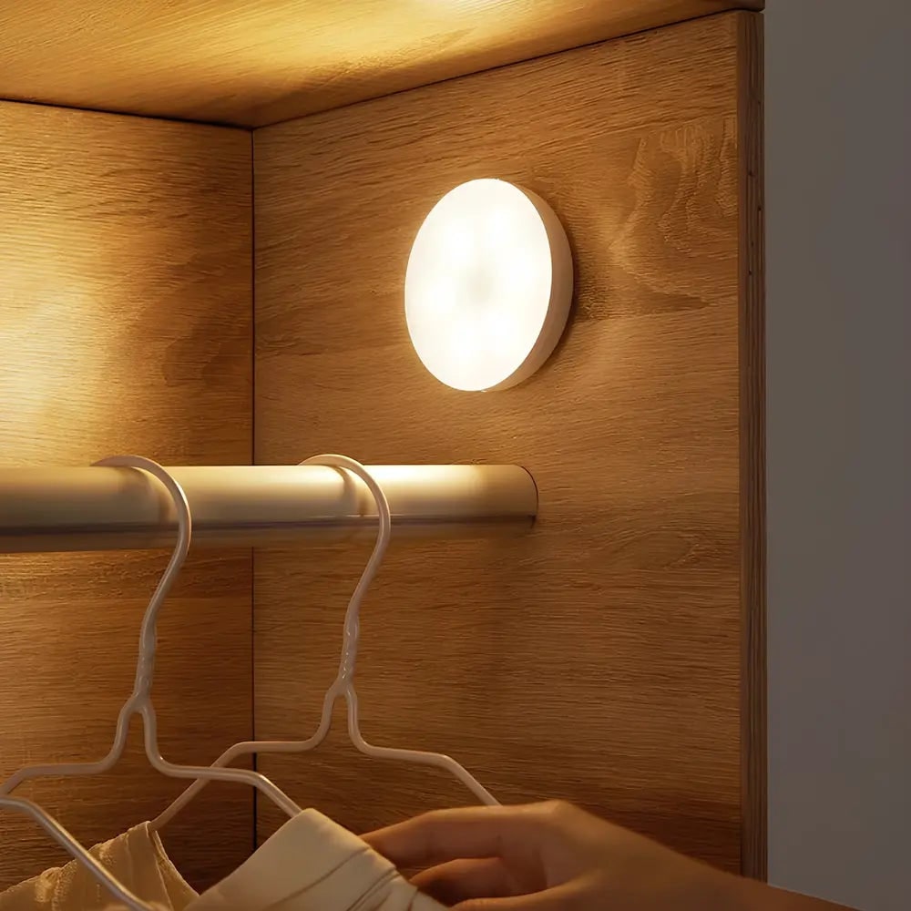 LED Motion Sensor Light Activated Puck Wireless Magnetic Adhesive For Closet - Image 1