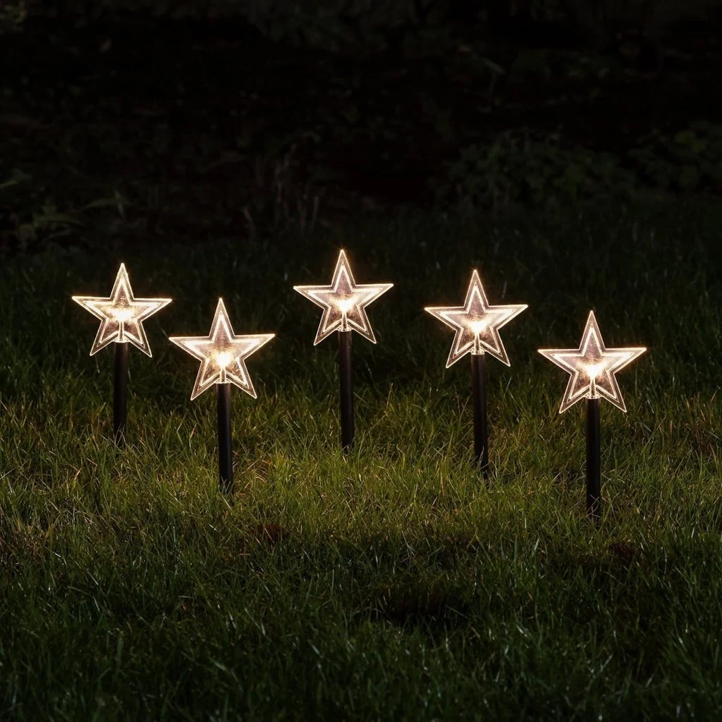 LED Star Pathway Lights with Warm White Glow and Weatherproof Stakes for Outdoor Garden Lighting - Image 2
