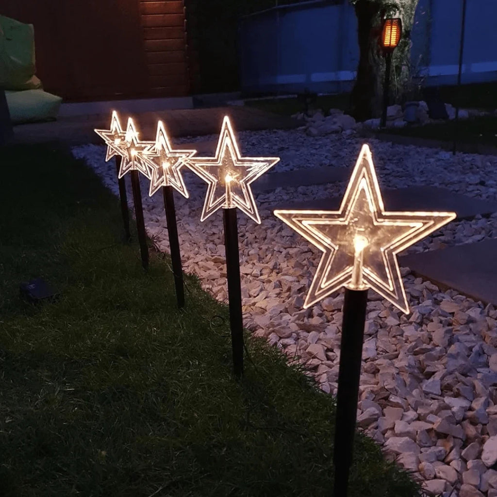 LED Star Pathway Lights with Warm White Glow and Weatherproof Stakes for Outdoor Garden Lighting - Image 3