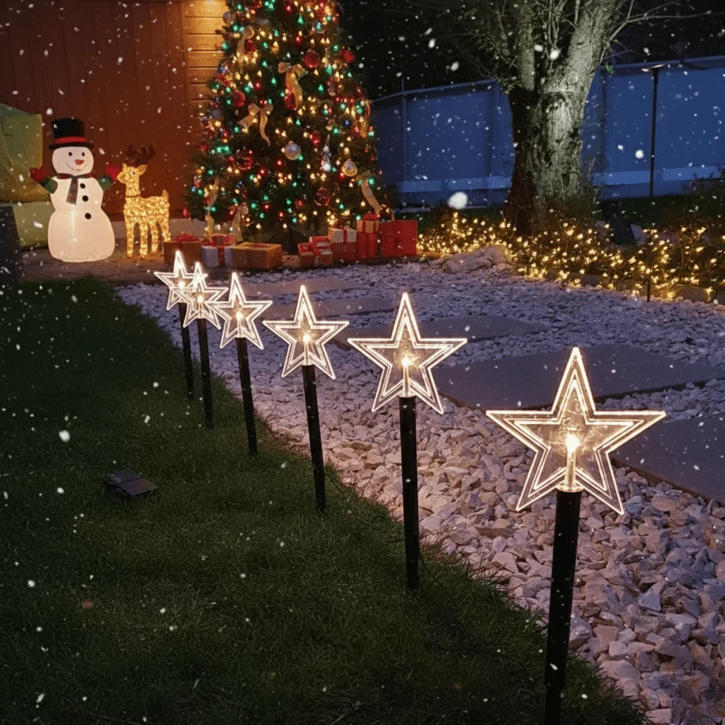 LED Star Pathway Lights with Warm White Glow and Weatherproof Stakes for Outdoor Garden Lighting - Image 4