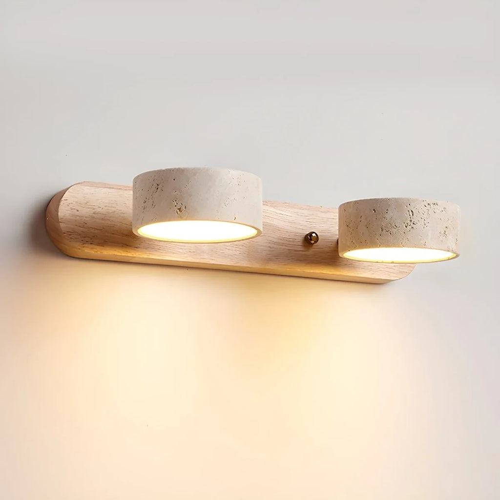 LED Wall Sconce with Travertine Stone and Wood for Modern Ambient Lighting - Image 12