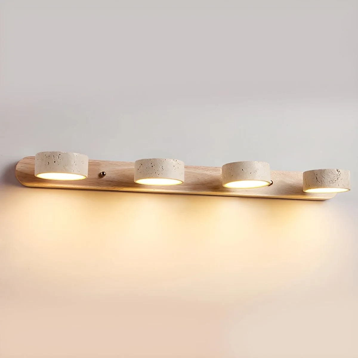 LED Wall Sconce with Travertine Stone and Wood for Modern Ambient Lighting - Image 13