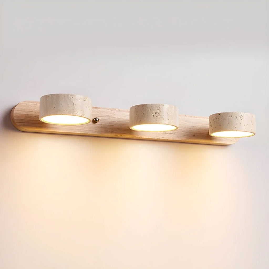 LED Wall Sconce with Travertine Stone and Wood for Modern Ambient Lighting - Image 14