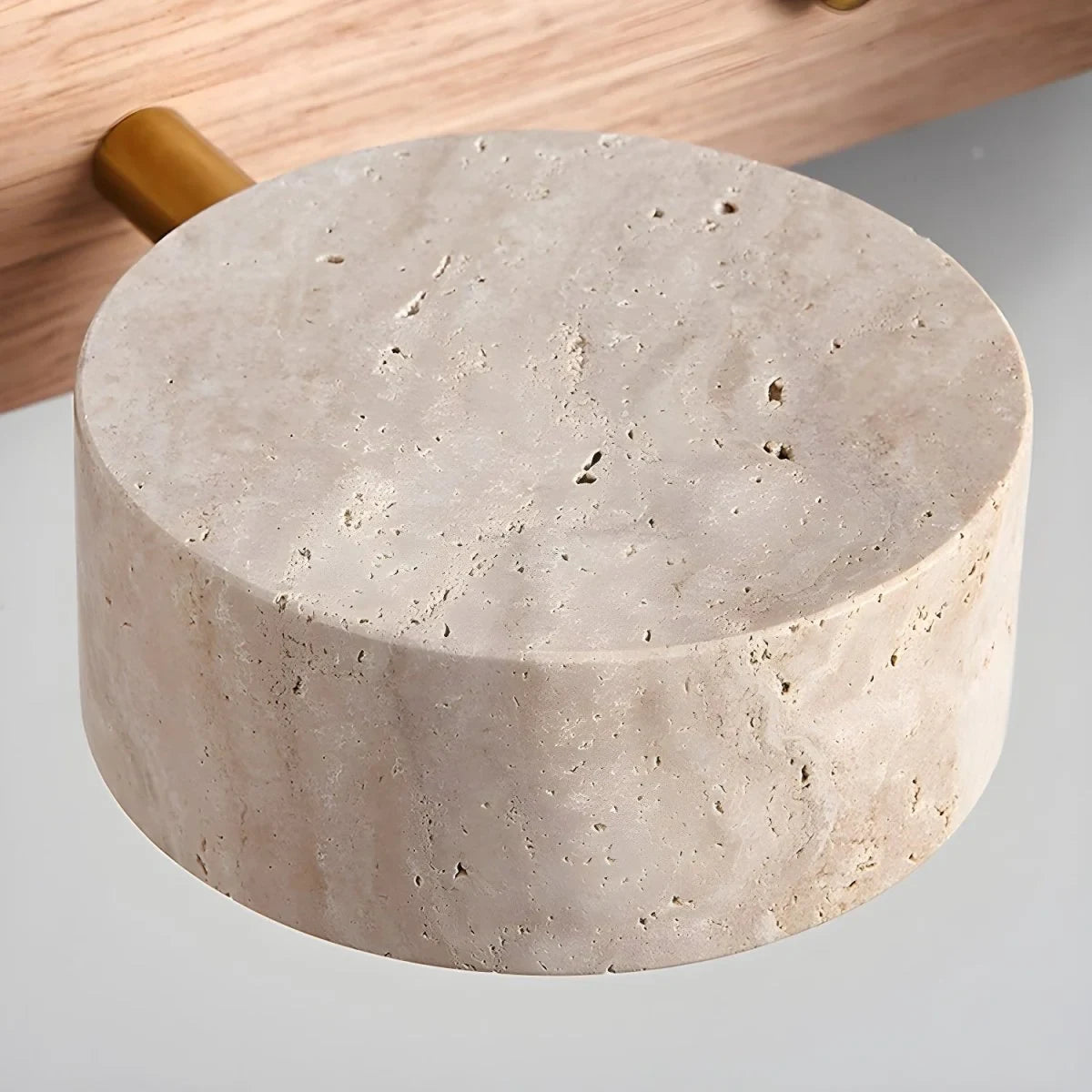 LED Wall Sconce with Travertine Stone and Wood for Modern Ambient Lighting - Image 9