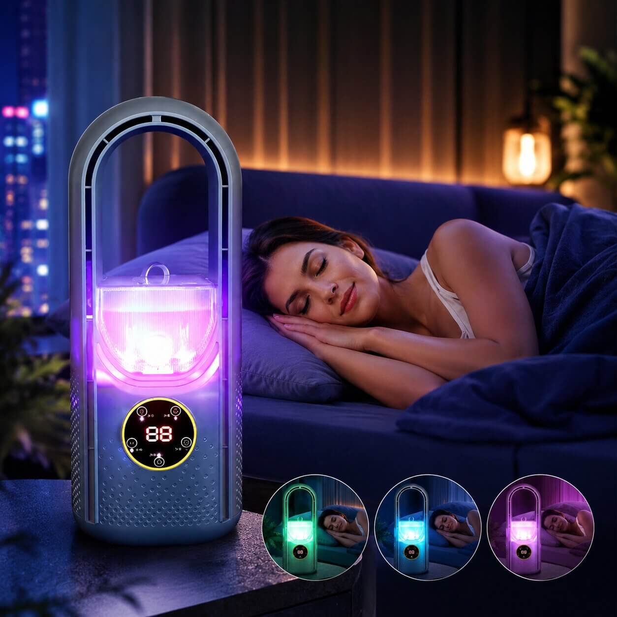 Quiet Bladeless Tower Fan with Adjustable Airflow