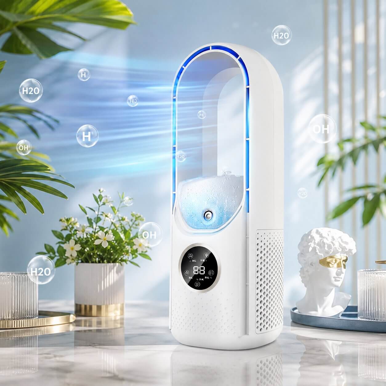 Quiet Bladeless Tower Fan with Adjustable Airflow