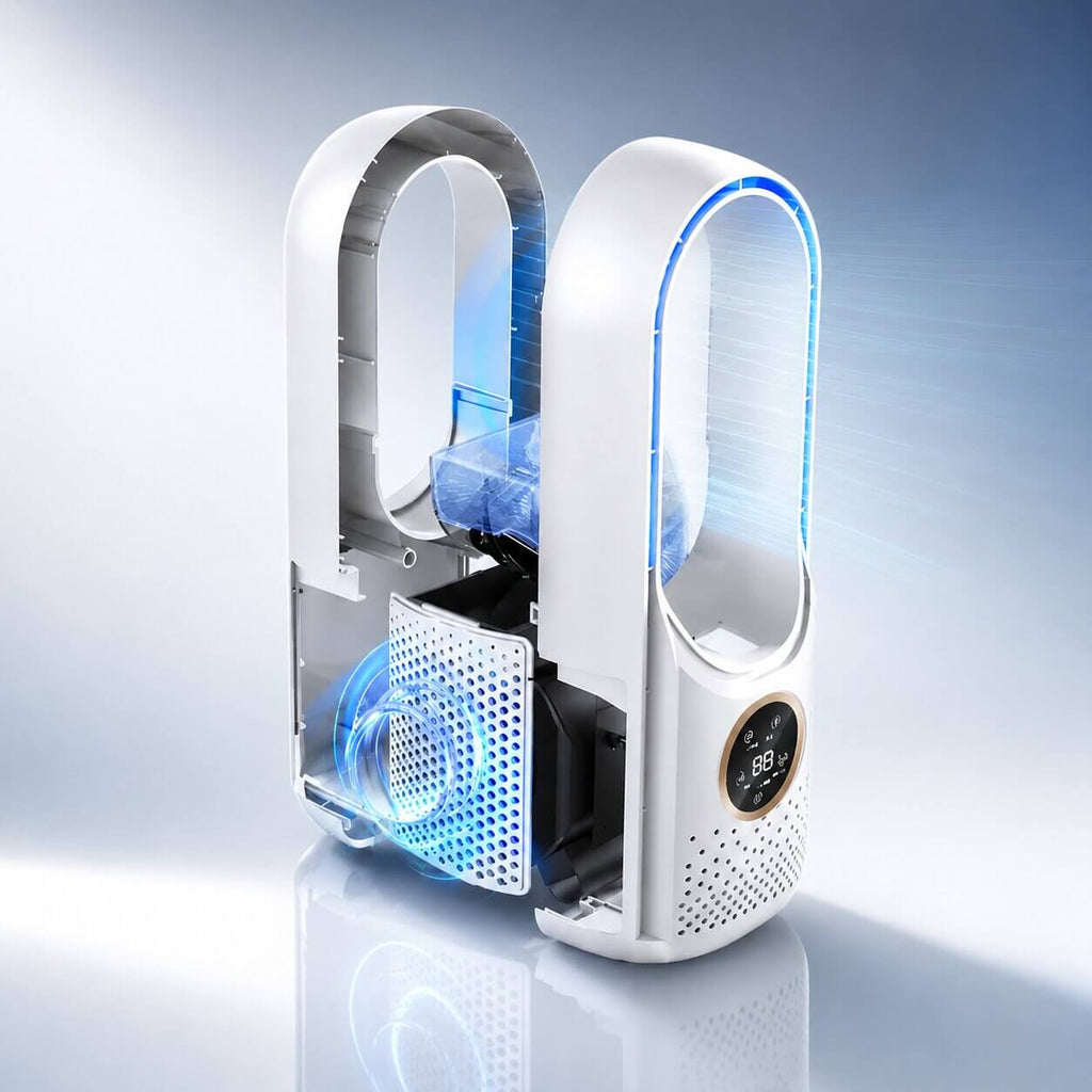 Quiet Bladeless Tower Fan with Adjustable Airflow