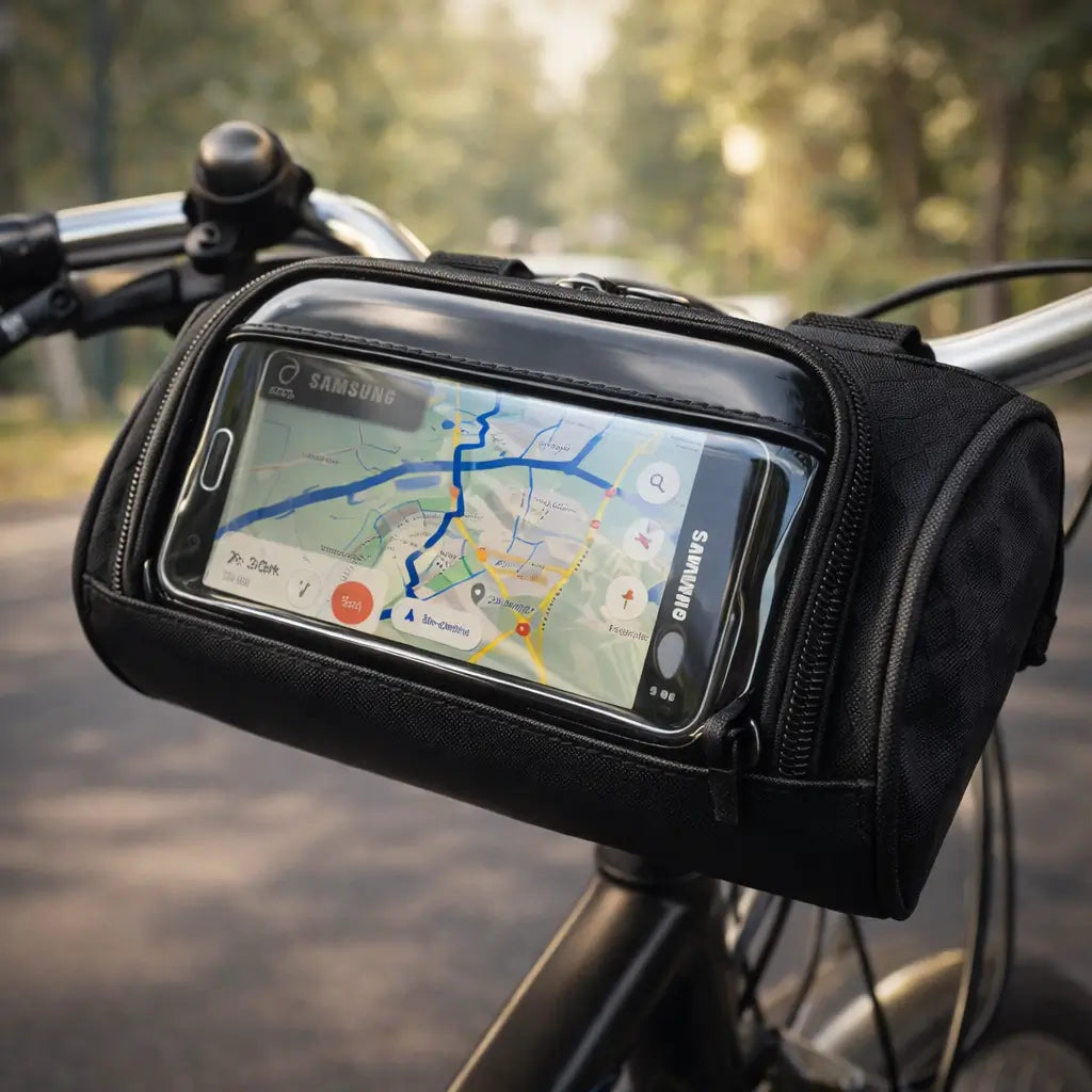 Bicycle Handlebar Phone Bag with Touchscreen Pocket