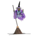 Life-Size Halloween Witch Decor with Flying Broomstick and LED Eyes Outdoor Prop - Image 1