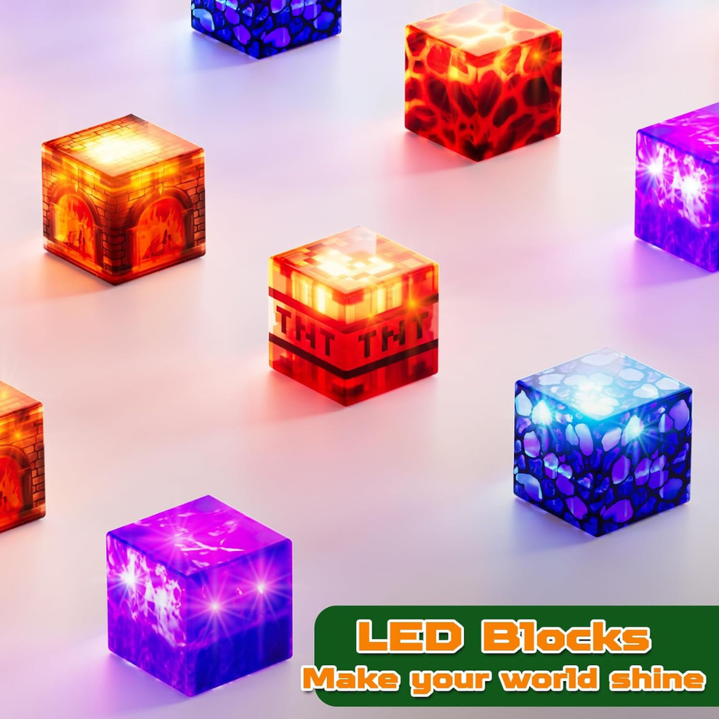 Magnetic Building Blocks and Cubes with LED Light-Up Pixelated Textures - Image 8