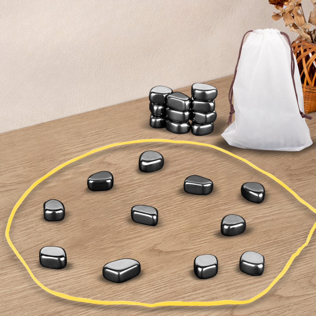 Magnetic Chess Game Stones Portable Travel Metallic Polished Drawstring Bag Strategy - Image 1