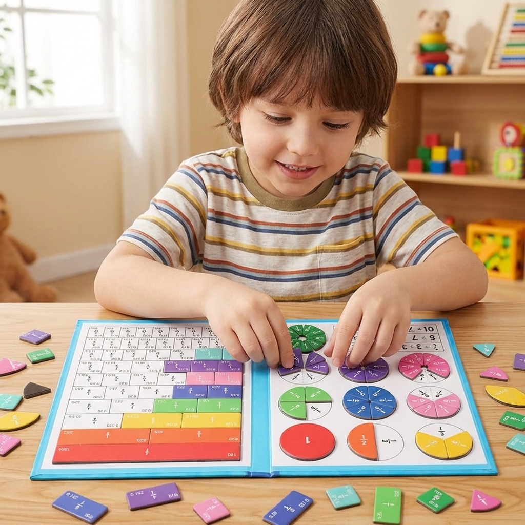 Magnetic Fraction Tiles and Circles with Rainbow Math Pieces - Image 1