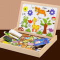 Magnetic Puzzle Board and Drawing with Double-Sided Easel and Wooden Storage - Image 5