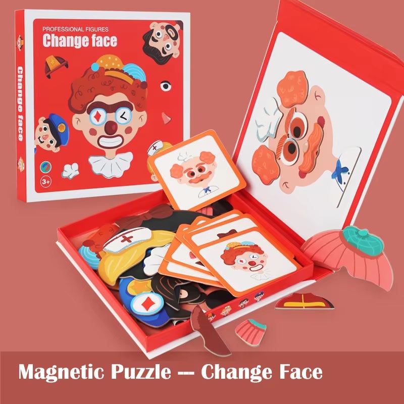 Magnetic Puzzle Toy for Kids''' with Face and Dress Up Pieces Portable Book-Shaped Storage Box - Image 2