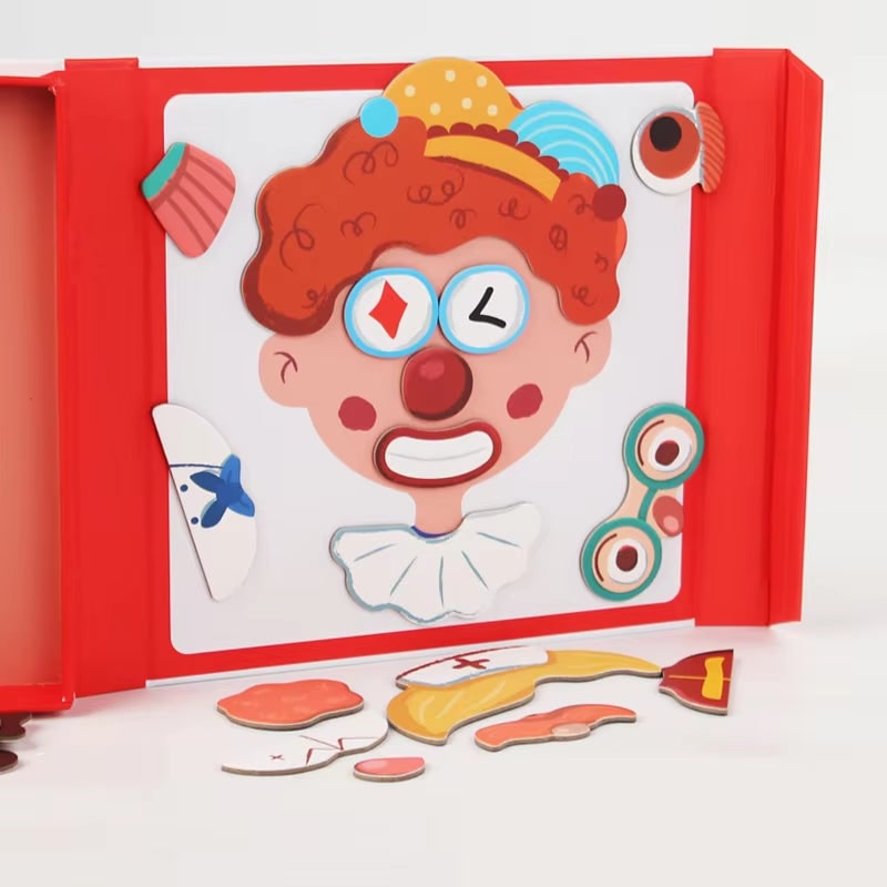 Magnetic Puzzle Toy for Kids''' with Face and Dress Up Pieces Portable Book-Shaped Storage Box - Image 5