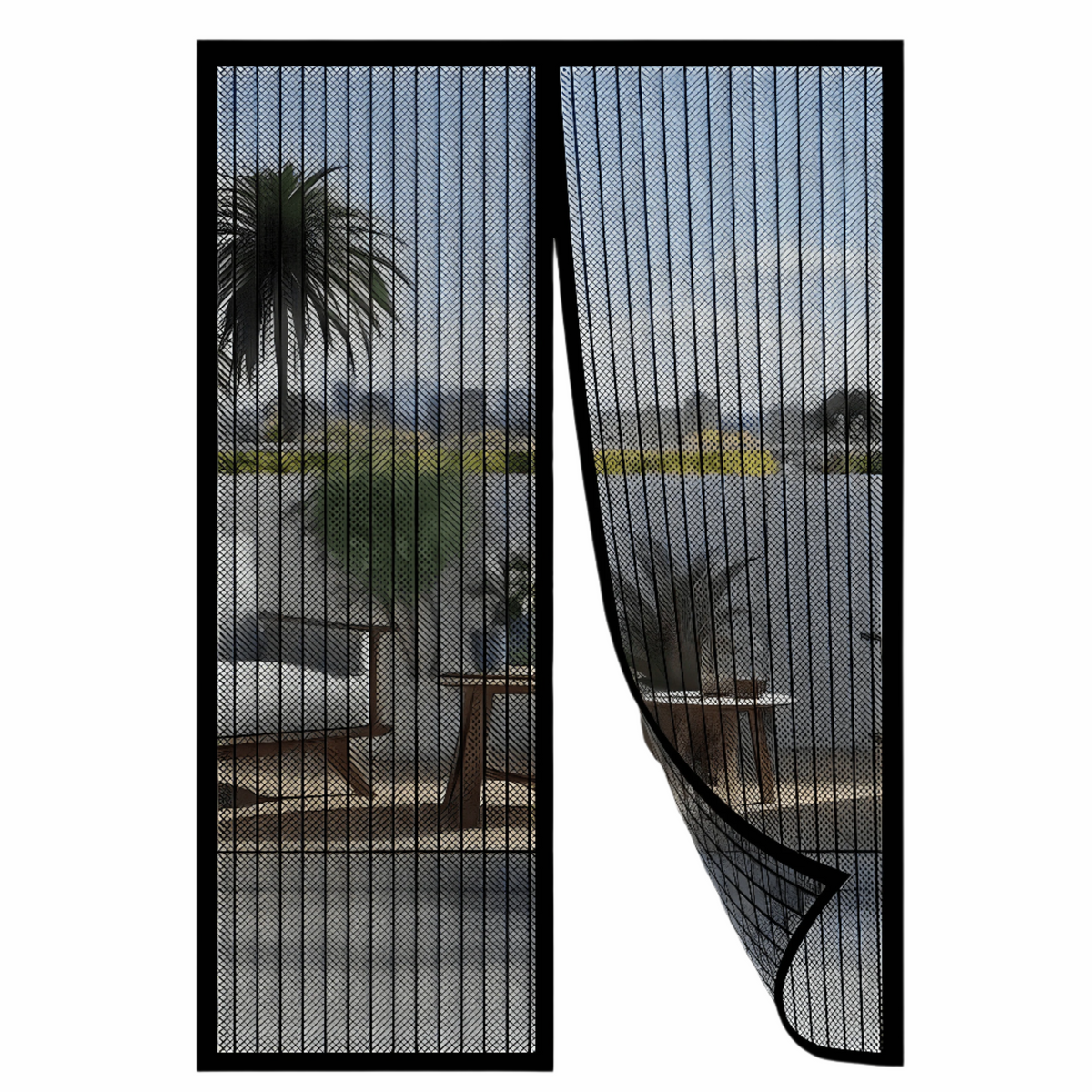 Magnetic Screen Door with Self-Closing Mesh and Curtain for Hands-Free Entry - Image 1
