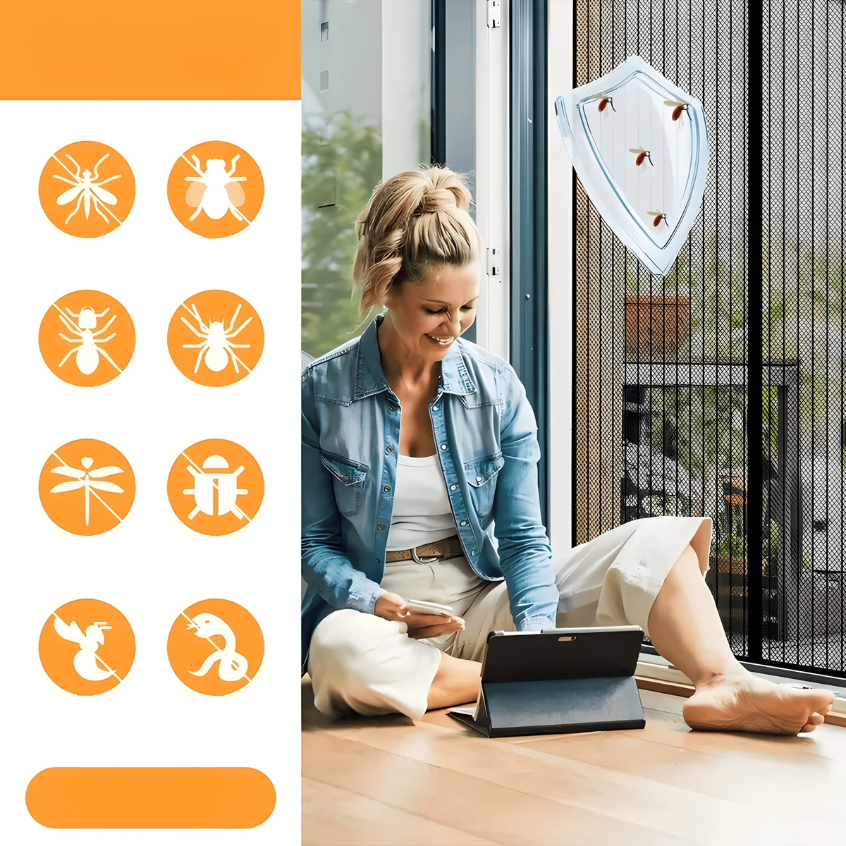 Magnetic Screen Door with Self-Closing Mesh and Curtain for Hands-Free Entry - Image 10