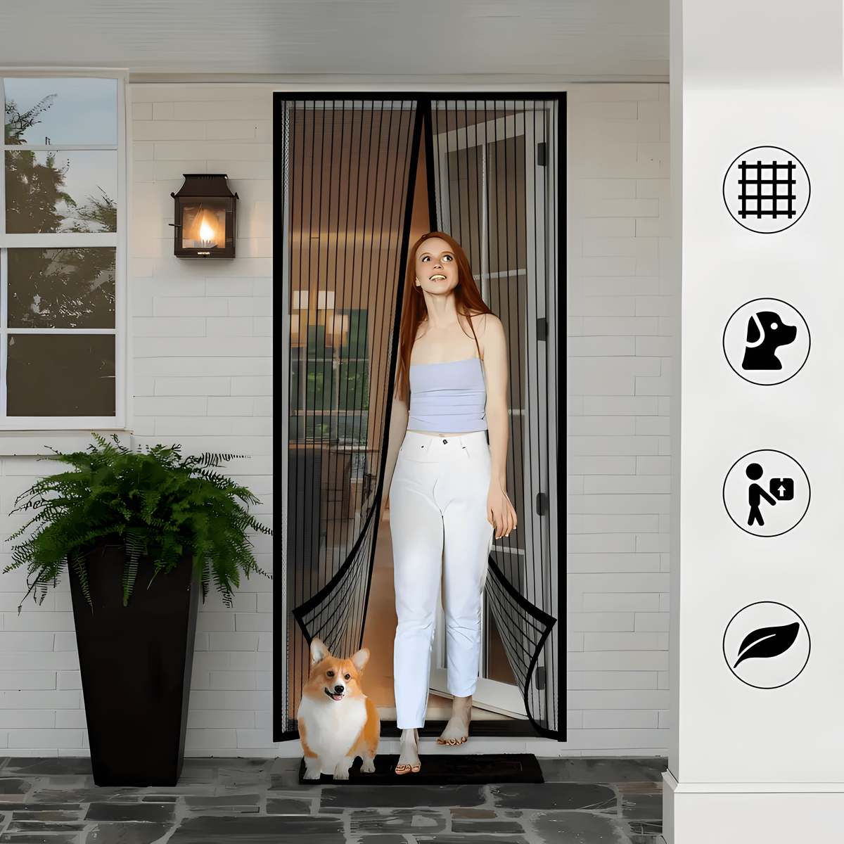Magnetic Screen Door with Self-Closing Mesh and Curtain for Hands-Free Entry - Image 2