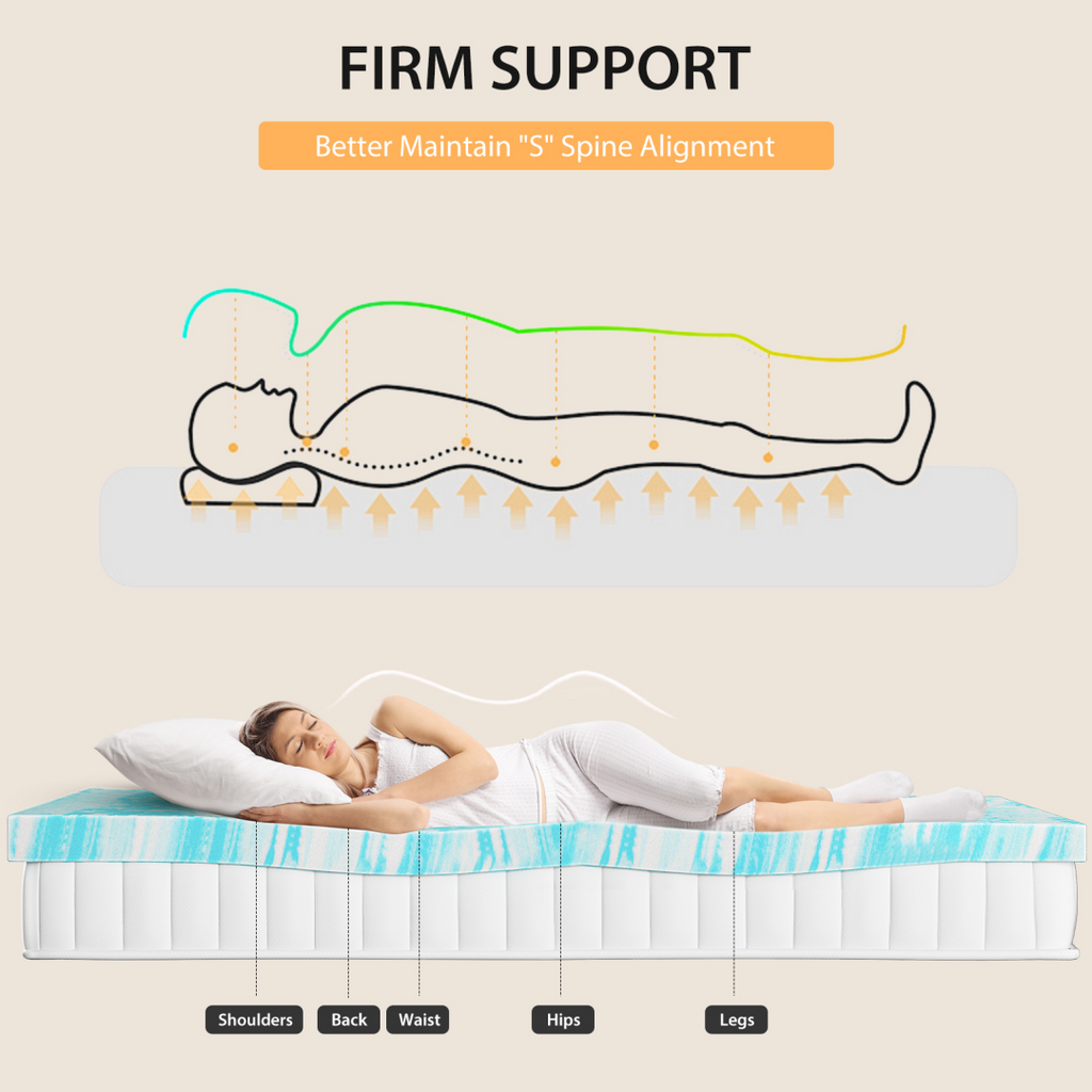 Memory Foam Mattress Topper with Cooling Gel Pressure Relief for Twin Queen and Size Beds - Image 2