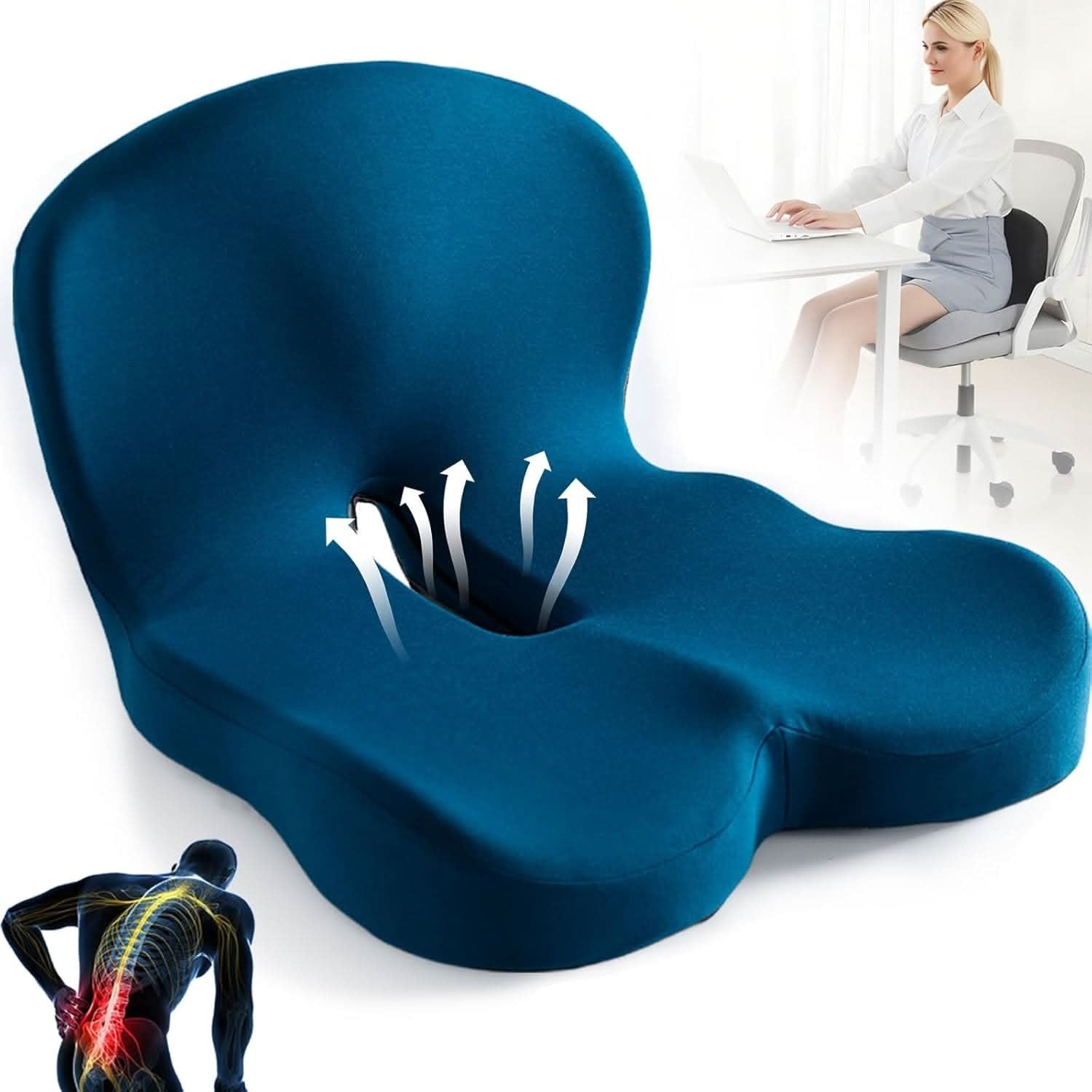 Memory Foam Seat Cushion Office Chair Ergonomic Breathable Non Slip Portable Orthopedic - Image 1