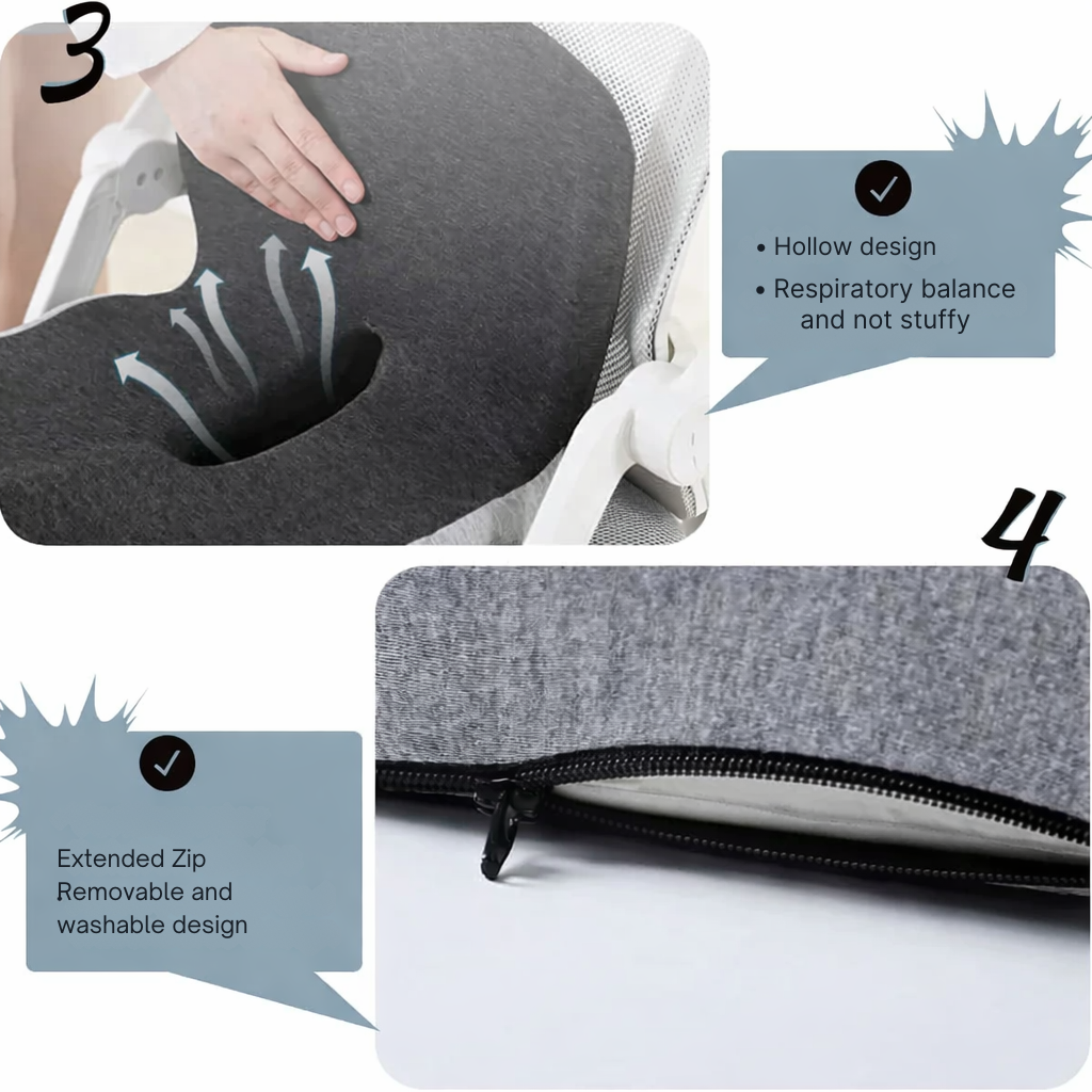 Memory Foam Seat Cushion Office Chair Ergonomic Breathable Non Slip Portable Orthopedic - Image 5
