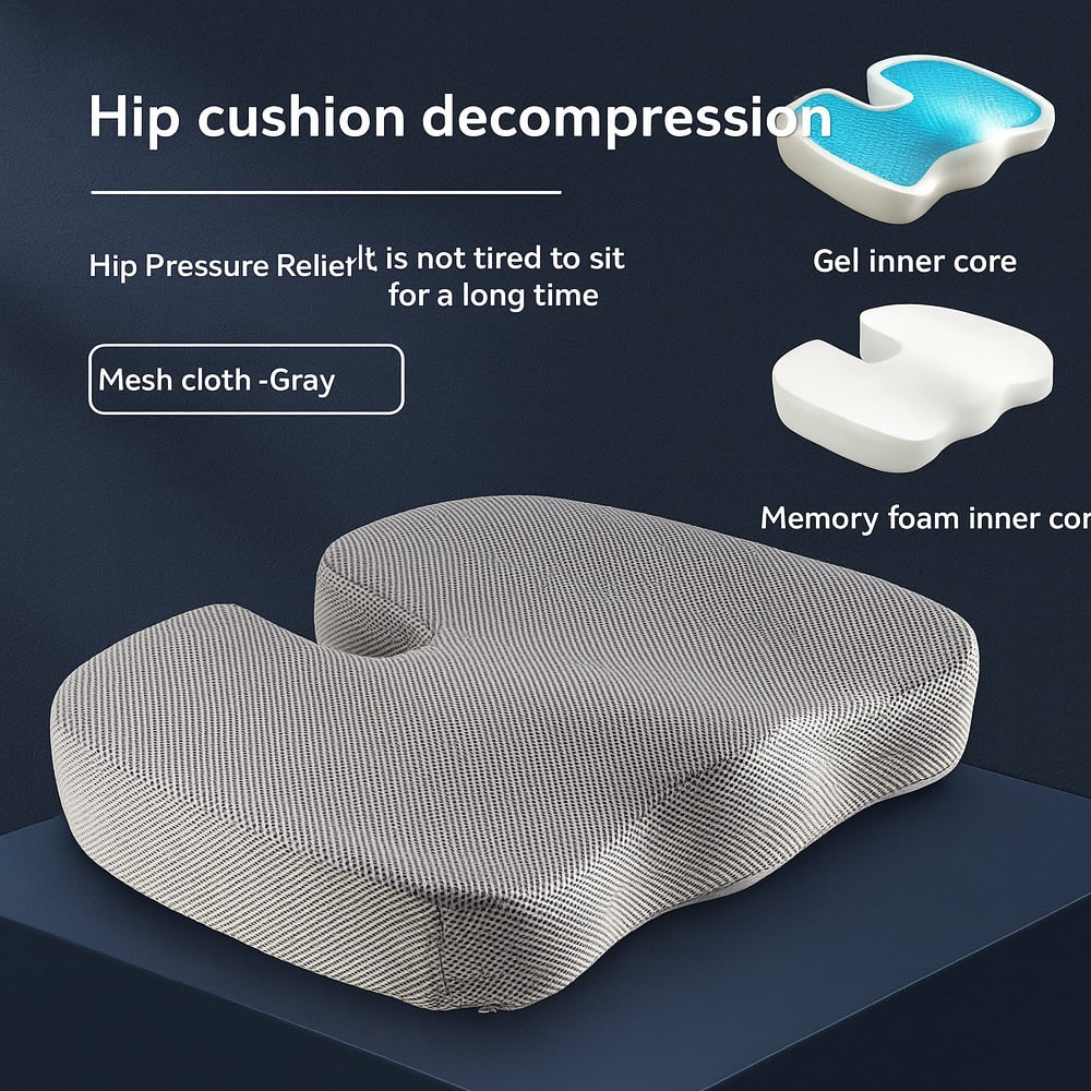 Memory Foam Seat Cushion Office Chair Ergonomic Coccyx Gel Mesh Contoured Orthopedic - Image 4