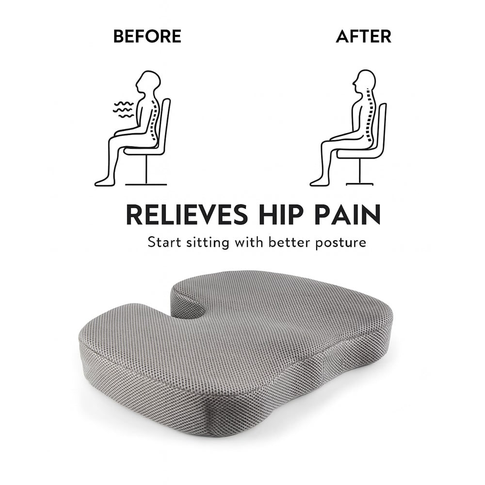 Memory Foam Seat Cushion Office Chair Ergonomic Coccyx Gel Mesh Contoured Orthopedic - Image 5