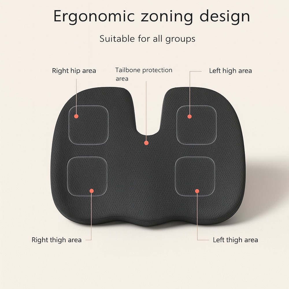Memory Foam Seat Cushion Office Chair Ergonomic Coccyx Gel Mesh Contoured Orthopedic - Image 6