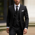 Men's 3 Piece Suit with Vest Slim Fit Tailored Jacket and Flat Front Trousers Tuxedo - Image 4