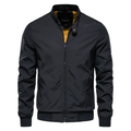 Men's Bomber Jacket with Stand Collar and Zip Pockets - Image 1