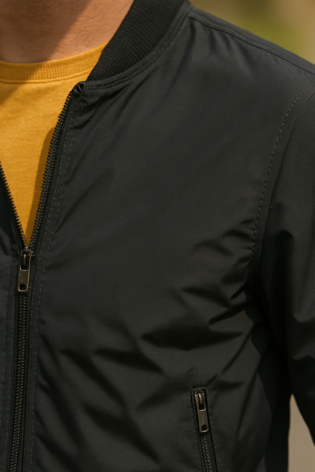 Men's Bomber Jacket with Stand Collar and Zip Pockets - Image 4