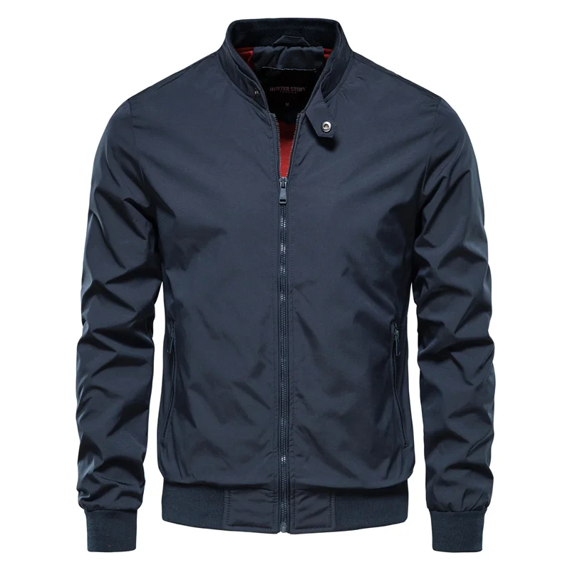 Men's Bomber Jacket with Stand Collar and Zip Pockets - Image 6