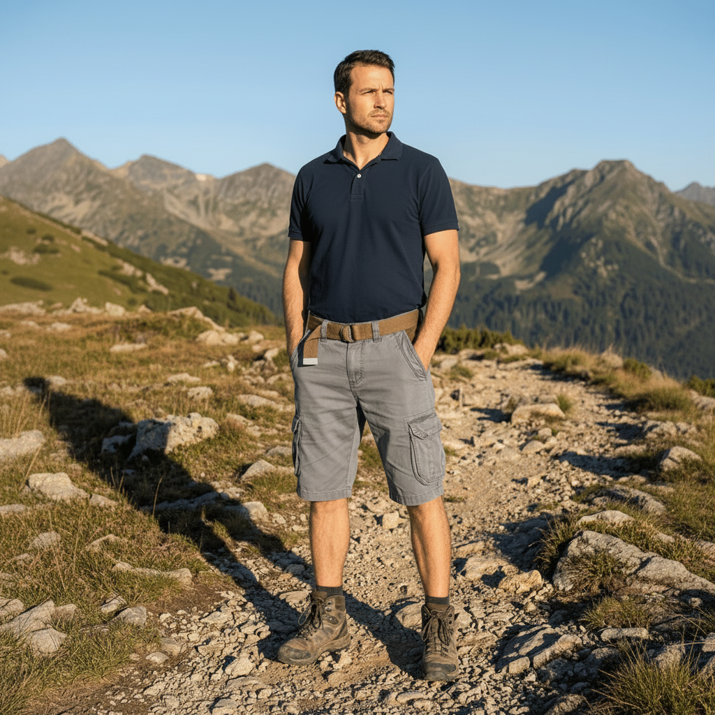 Mens Cargo Shorts Relaxed Fit Pockets Belt Outdoor Casual Lightweight - Image 2