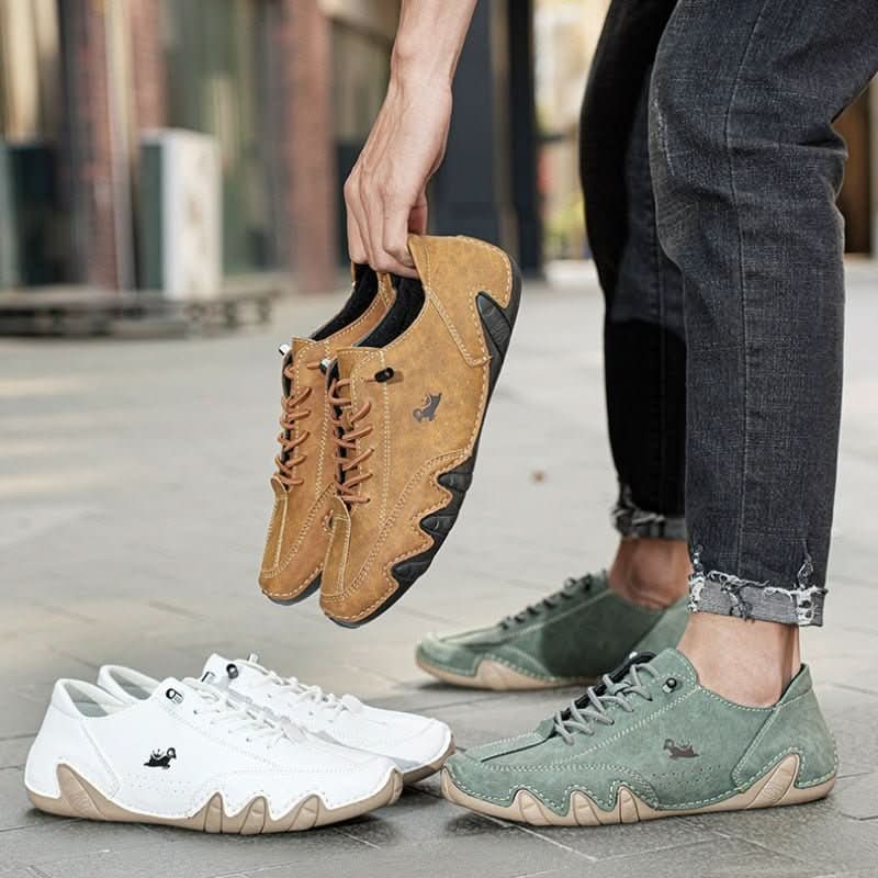 Mens Casual Shoes Barefoot Walking Lace Up Leather Low Top Sneakers Everyday - Image 3